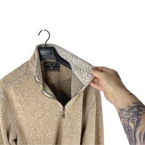 TRUE GRIT Men's 1/4 Zip Tan Sherpa Pullover with White Sherpa on Inner Neck L/XL